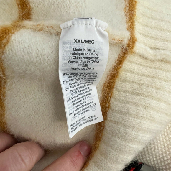 J. Crew  Women's Crewneck Alpaca Cream Mustard Yellow Striped‎ Sweater XXL - Picture 5 of 6